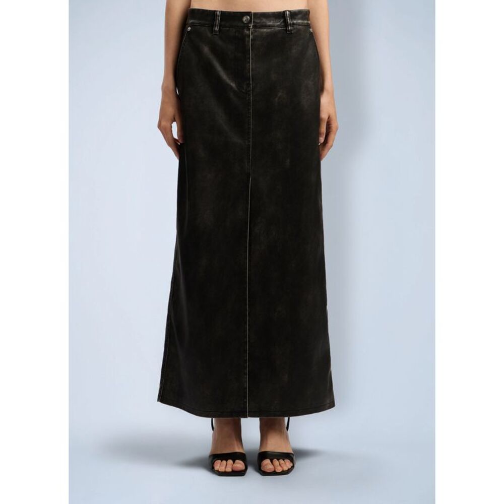 Palm Angels Women Curved Logo Coated Long Skirt